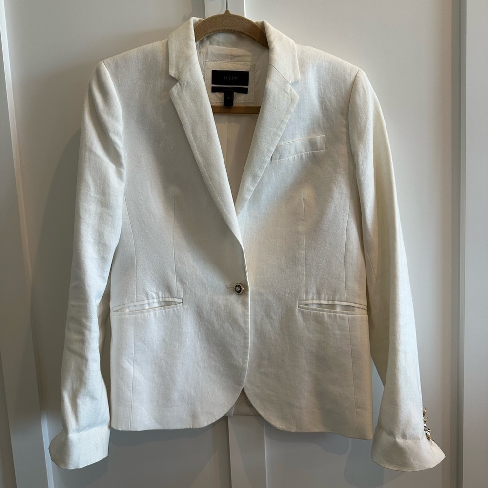 J.Crew Campbell white linen blazer, size 8